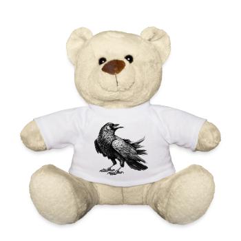 Schwarzweiß Raben Illustration - Teddy - Sonnengelb - Vorne