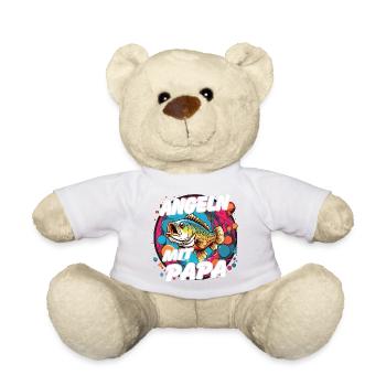 Angeln mit Papa. Buntes Angelmotiv - Teddy - Sonnengelb - Vorne