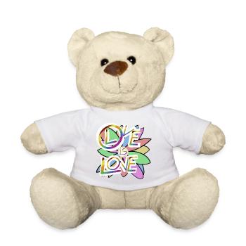 Colorful Hearts and Blossoms Motif - Teddy Bear - sun yellow - Front