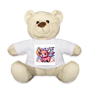 Sweet zodiac sign Taurus as pixel art - Teddy Bear - sun yellow - Front