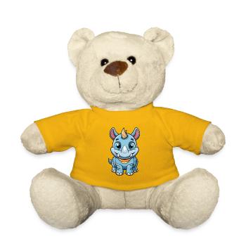 Rhino Cute Cartoon Character Kawaii Clipart - Teddy Bear - sun yellow - Front