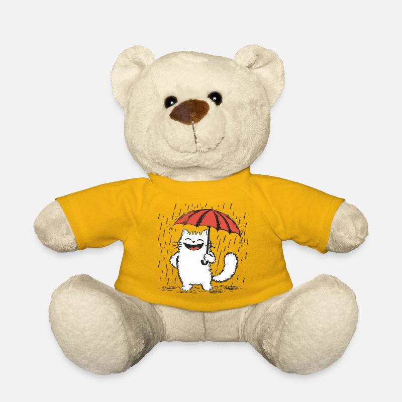 Glückliche Katze unter Regen - Teddy - Sonnengelb