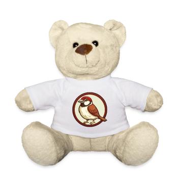 Sparrow Colorful Kawaii Cartoon Character Clipart - Teddy Bear - sun yellow - Front