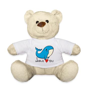 "I whale love you" Cheerful blue whale - Teddy Bear - sun yellow - Front