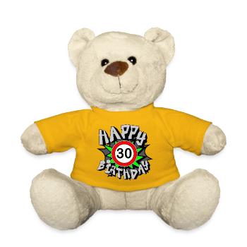 30. Geburtstag , Airbrush Happy 30 (25) - Teddy - Sonnengelb - Vorne