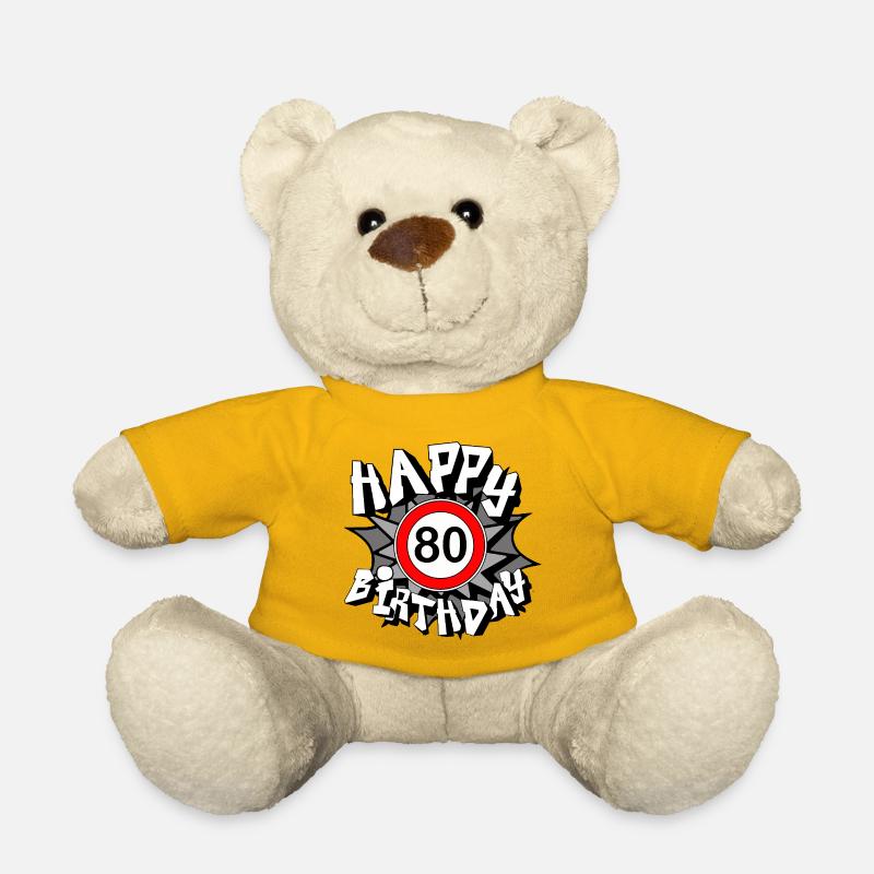 80th Birthday , Happy 80th Birthday Gift (25) - Teddy Bear - sun yellow