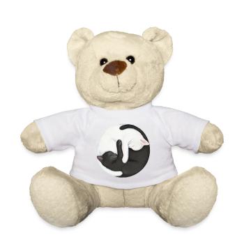 Zen Yin Yang Cats - Harmony in Black and White - Teddy Bear - sun yellow - Front