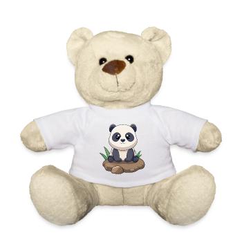 Cute Baby Panda Sitting on a Rock (v01) - Teddy Bear - sun yellow - Front