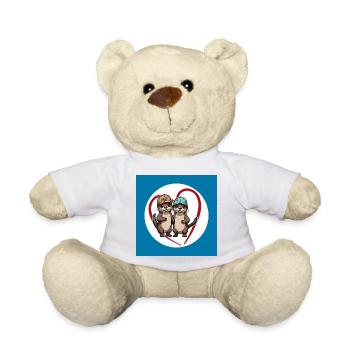 Zwei Fischotter mit Basecap Kumpels und Freunde - Teddy - Sonnengelb - Vorne