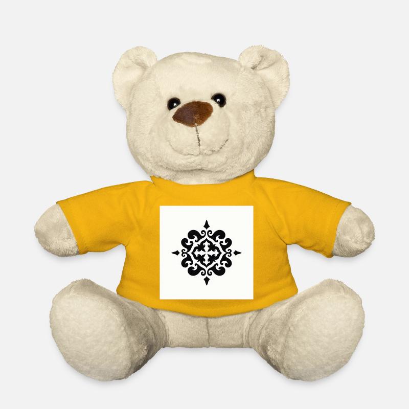 Elegant Black Ornamental Pattern - Teddy Bear - sun yellow