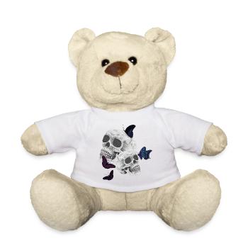 menschenschädel, schmetterlinge, goth - Teddy - Sonnengelb - Vorne
