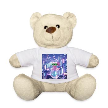 Futuristic Neon Dragon with VR Gear - Teddy Bear - sun yellow - Front
