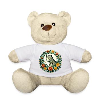 Elegant Leopard with Floral Frame - Teddy Bear - sun yellow - Front
