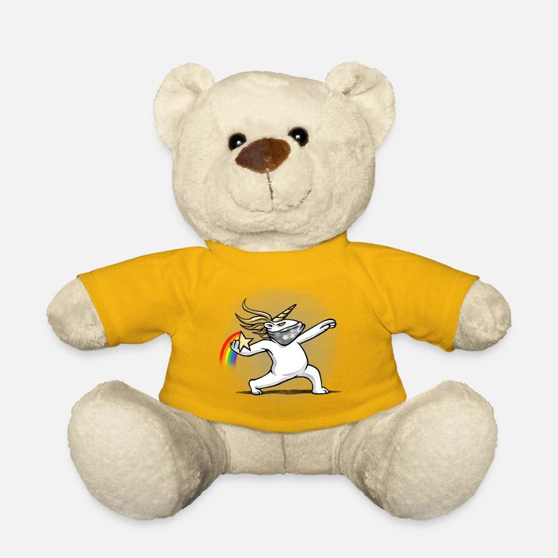 Einhorn wirft einen Regenbogen - Teddy - Sonnengelb
