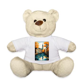 Gouda Niederlande Vintage-Reiseplakat Stadtlandschaft - Teddy - Sonnengelb - Vorne