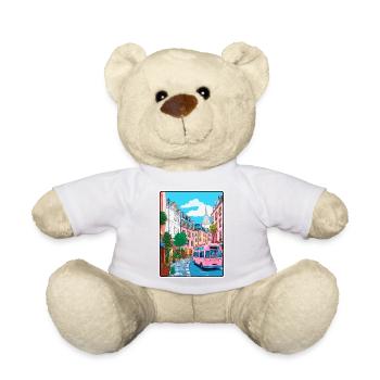 Montmartre Frankreich Vintage-Reiseplakat Stadtlandschaft - Teddy - Sonnengelb - Vorne