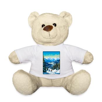 Affiche de voyage vintage de Borovets Bulgaria Paysage urbain - Nounours - jaune soleil - Devant