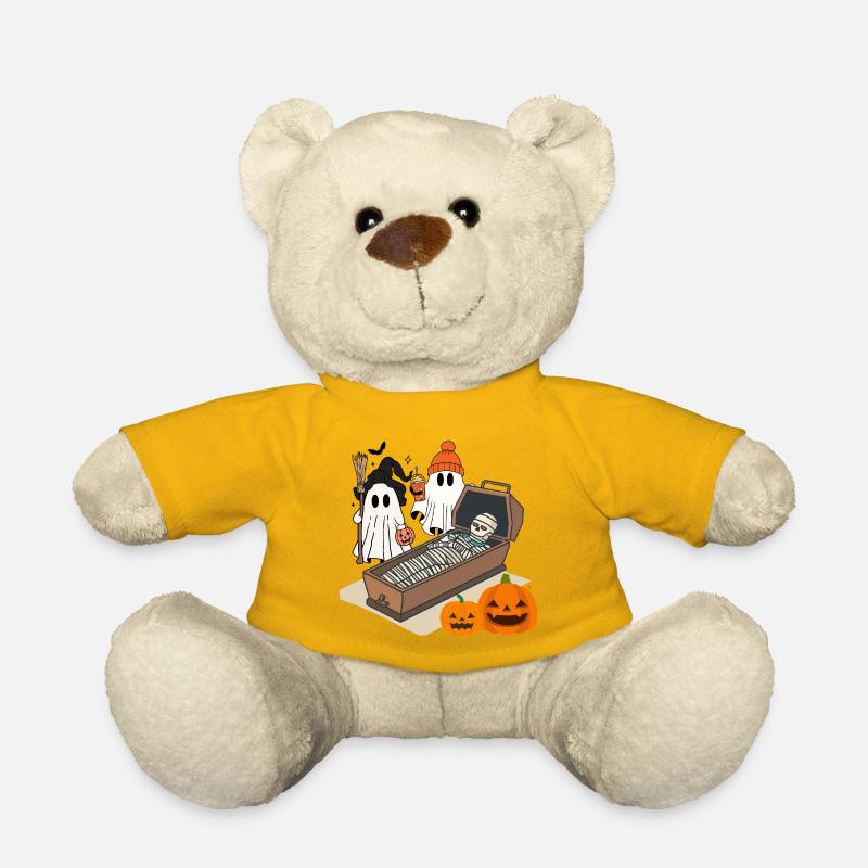 Fantômes d’Halloween effrayants et conception de squelettes - Nounours - jaune soleil