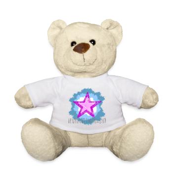 Glowing Pink Star in Watercolor Style - Teddy Bear - sun yellow - Front