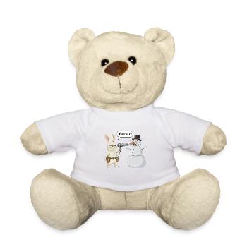 Funny T-Shirt - Bunny vs. Snowman - Teddy Bear - sun yellow - Front