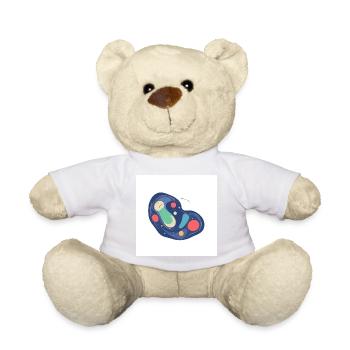 Motif abstrait Cosmos en bleu - Nounours - jaune soleil - Devant