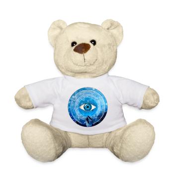 Mystischer blauer Auge Mandala mit Wal und Qualle - Teddy - Sonnengelb - Vorne