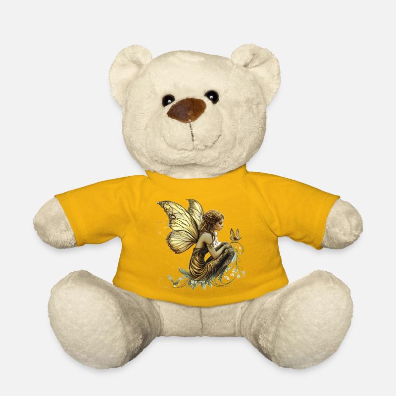 Fabuleuse fée fée en tissu doré avec des ailes - Nounours - jaune soleil