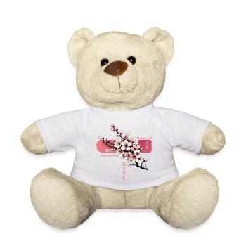 Blush Sakura Bloom on Pink - Teddy Bear - sun yellow - Front