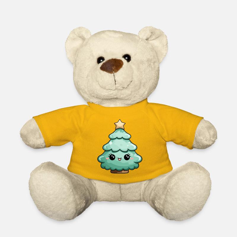 Niedlicher Cartoon Weihnachtsbaum mit Stern - Teddy - Sonnengelb
