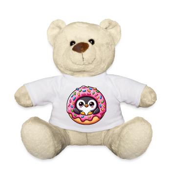 Cute Penguin Donut Dessert Whimsical Funny - Teddy Bear - sun yellow - Front