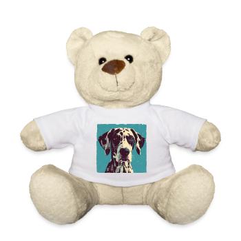 Dalmatiner Porträt – Pop Art Vintage in Blau - Teddy - Sonnengelb - Vorne