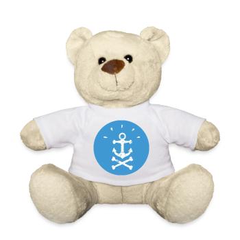 Jolly Roger Piraten Anker auf blauem Kreis - Teddy - Sonnengelb - Vorne