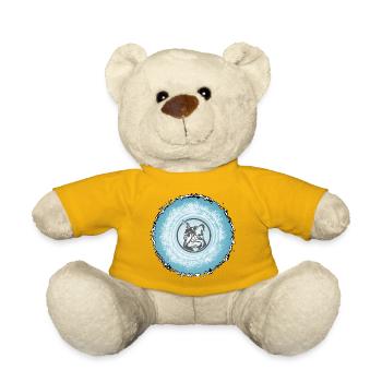 Cat Circle Blue Silhouette - Teddy Bear - sun yellow - Front
