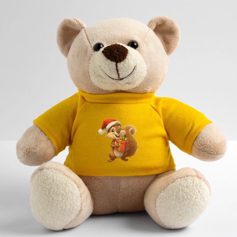 Weihnachts-Eichhörnchen mit Geschenk Teddy