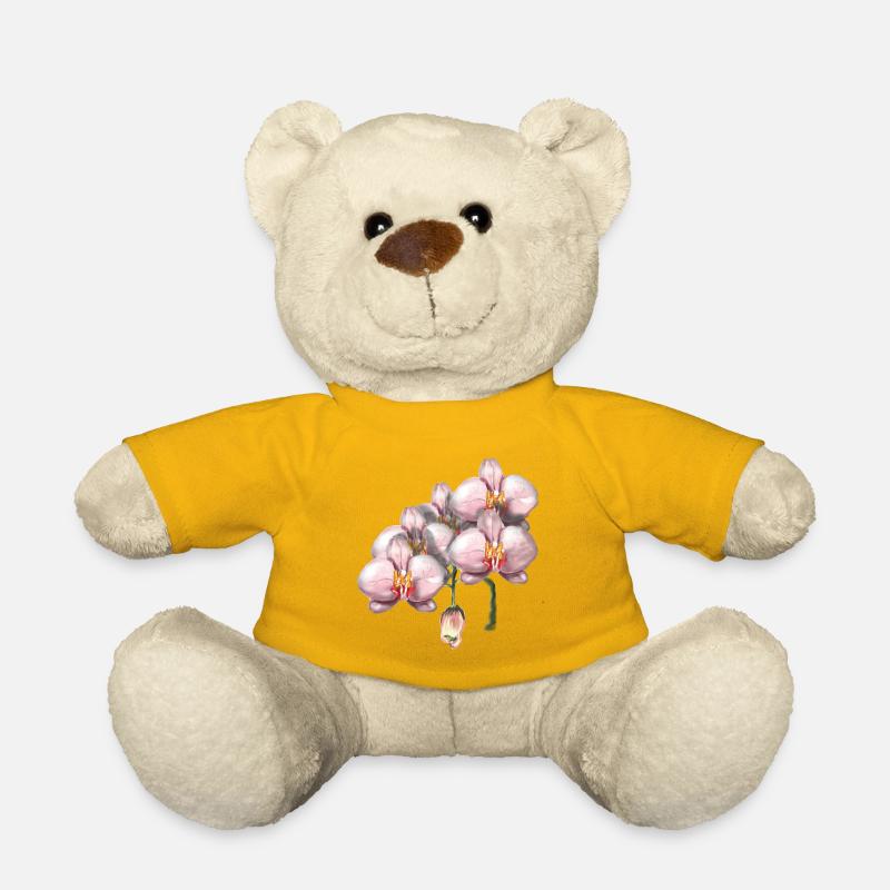 Rosa Orchideenblüten Illustration - Teddy - Sonnengelb