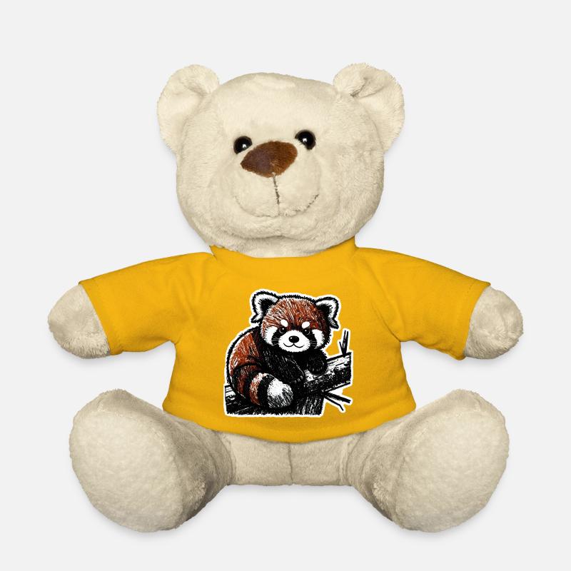 Niedlicher Roter Panda (Kohle/Buntstift) - Teddy - Sonnengelb