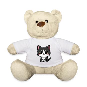 Charme Kawaii Chat Noir-Blanc - Nounours - jaune soleil - Devant