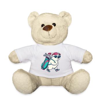 Lustiger Eisbär-Golfer Cartoon Cooles Golftier - Teddy - Sonnengelb - Vorne