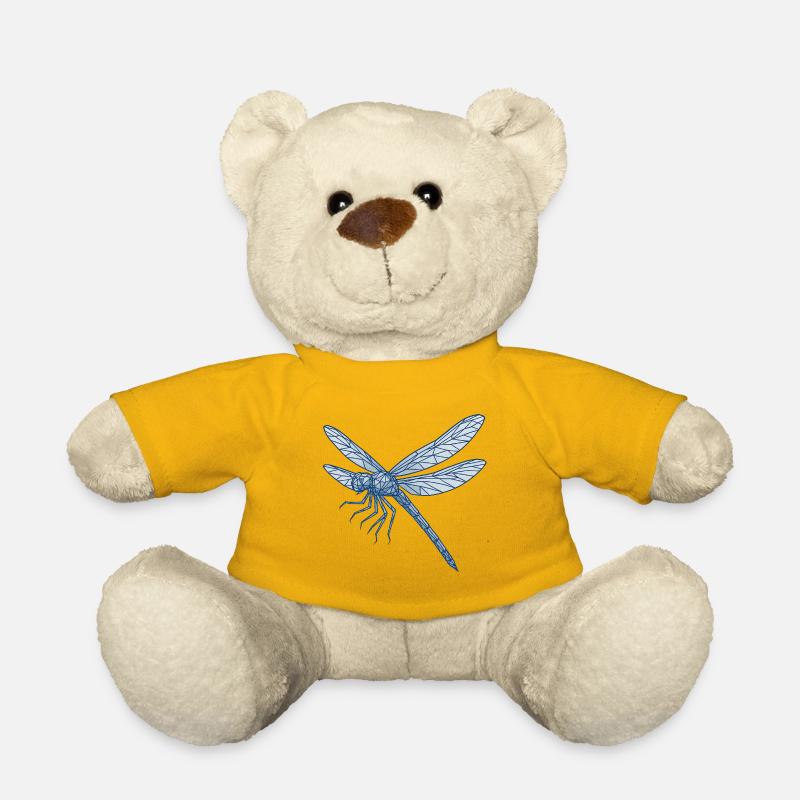 Geometrische Blaue Libelle - Teddy - Sonnengelb