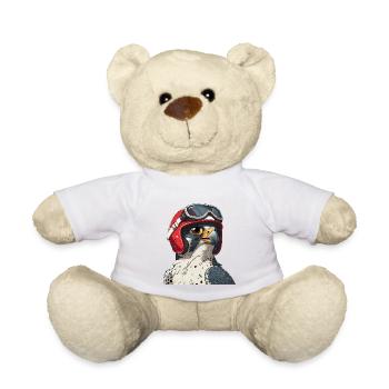 Falcon with Motorcycle Racing Helmet Vintage Bird of Prey - Teddy Bear - sun yellow - Front