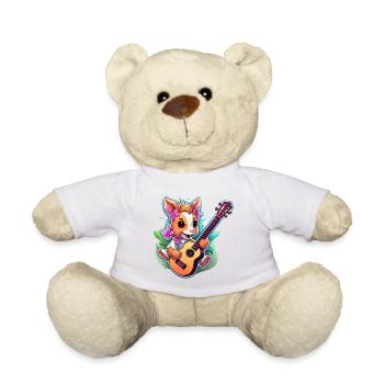 Rabbit with Guitar and Flowers - Teddy Bear - sun yellow - Front