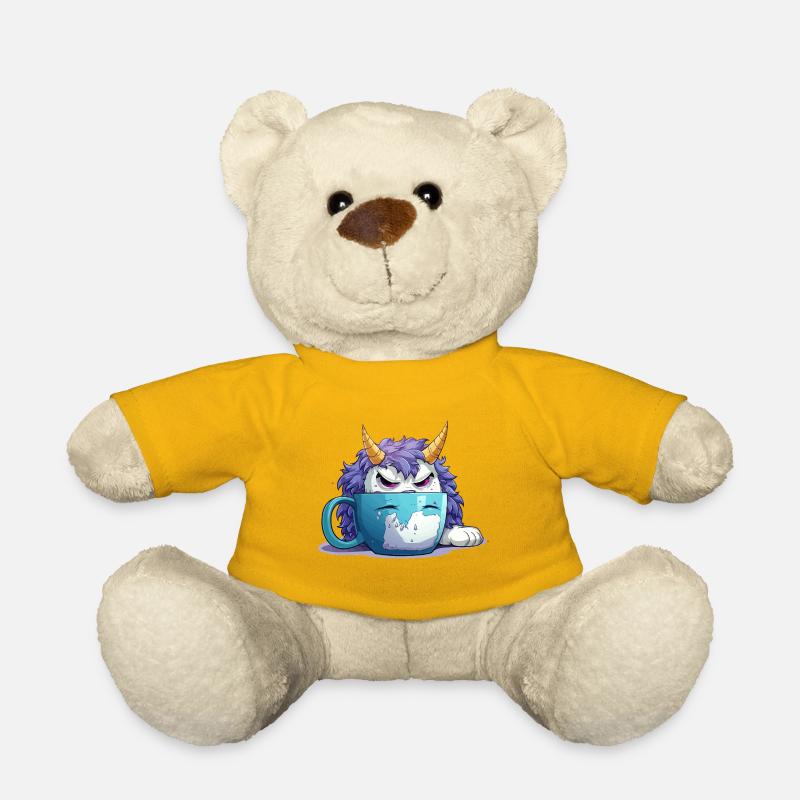 Grumpy monster in a coffee mug - Teddy Bear - sun yellow