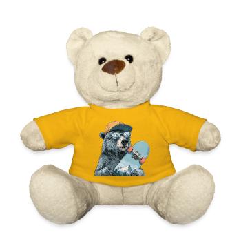 Bär Skater mit Bergreflexion - Teddy - Sonnengelb - Vorne