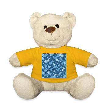 Blue pixel pattern - Teddy Bear - sun yellow - Front