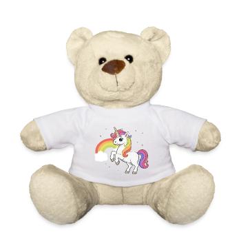 Unicorn and Rainbow - Magical Unicorn Design - Teddy Bear - sun yellow - Front