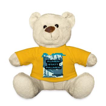 Alpine pastures instead of palm trees – mountain landscape - Teddy Bear - sun yellow - Front
