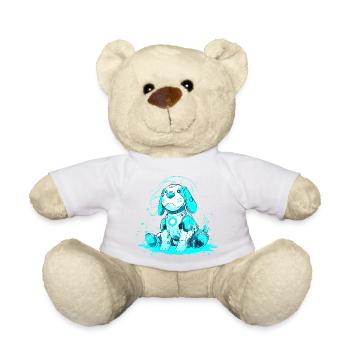 Neon Robo Dog in Cyan Beam - Teddy Bear - sun yellow - Front