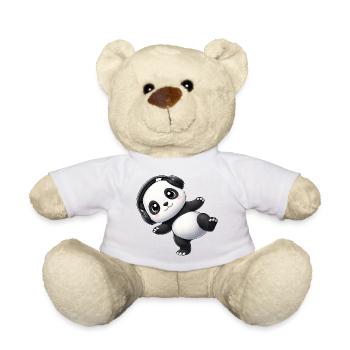 Süßer Panda mit Kopfhörern tanzen Musik Techno - Teddy - Sonnengelb - Vorne