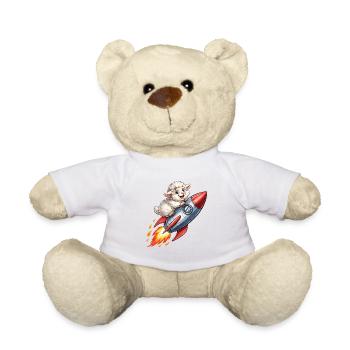 Wool sheep on rocket flight - Teddy Bear - sun yellow - Front