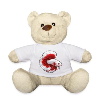 Red White Betta Fish - Teddy Bear - sun yellow - Front